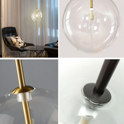 Suspension nordique moderne en verre clair