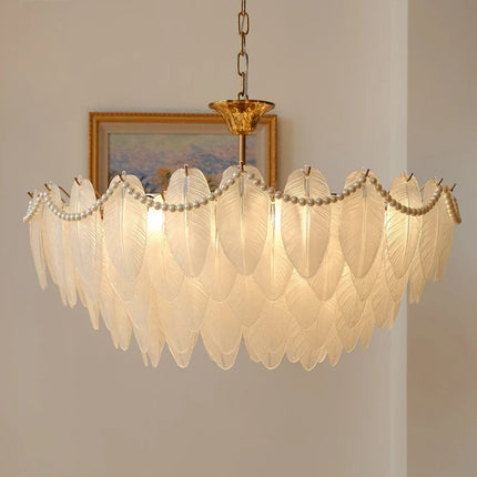 Plafonnier décoratif en verre et plumes pour intérieur — LZ4X9P