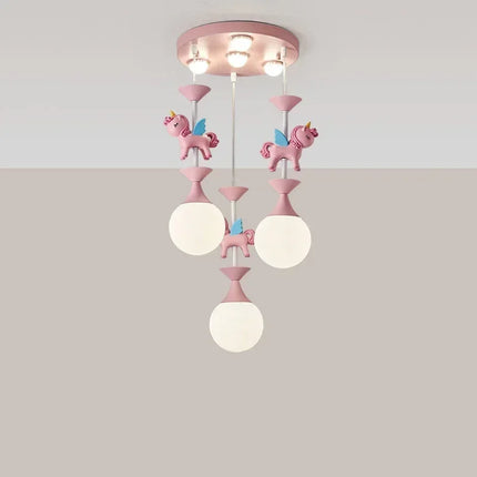 Lustre LED moderne carrousel style princesse pour enfants — LZ4XJ9