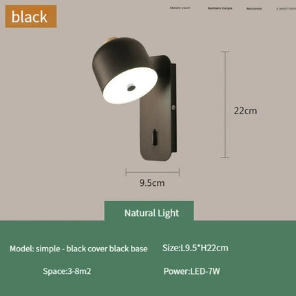 Applique murale nordique rotative avec interrupteur pour intérieur moderne — LZ4X9J