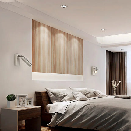 Applique murale LED nordique rotative avec interrupteur pour hôtel — LZ4X9P2