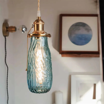 Lustre rétro nordique en laiton avec interrupteur à tirage — LZ4X9T