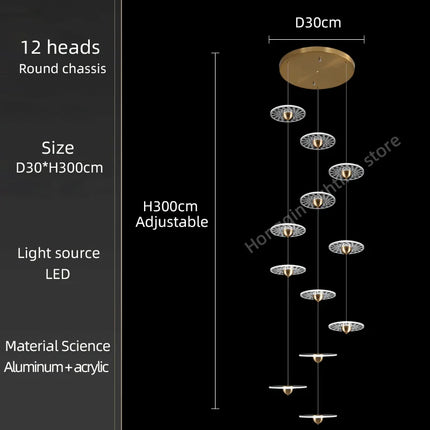Lustre suspension design nordique simple et élégant pour escalier — LZ4X9T2
