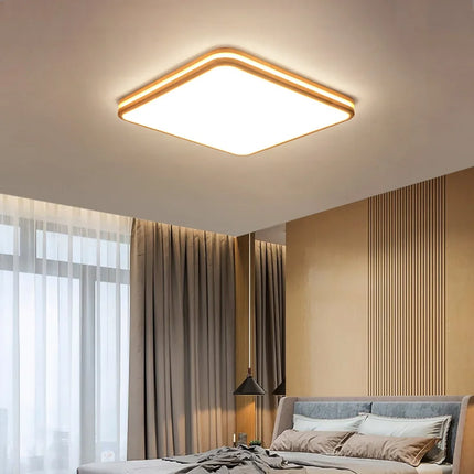 Lustre en bois moderne avec LED et télécommande — LZ4X9P2Q