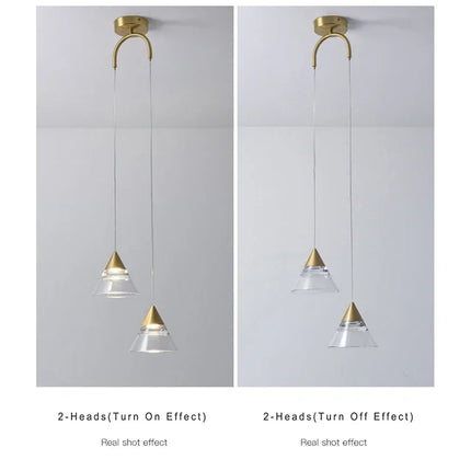 Suspension industrielle dorée avec abat-jour en cristal LED pour cuisine — LZ4X9P2Q