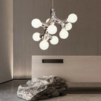 15 têtes - D60cm / Corps de lampe chromé / Blanc froid, pas de télécommande