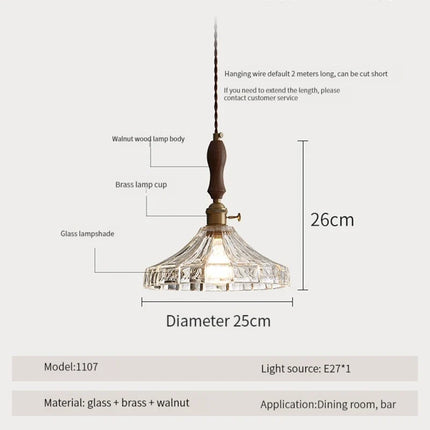 Suspension moderne en bois, verre et laiton — LZ4X9M2