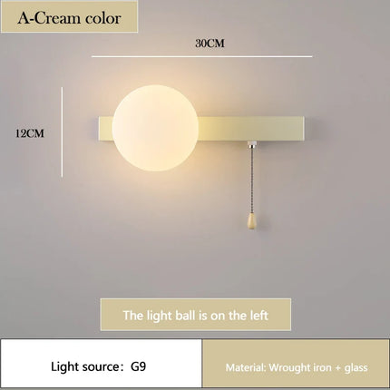 Applique murale LED moderne en verre avec interrupteur pour chambre d'enfant — LZ4X9T2