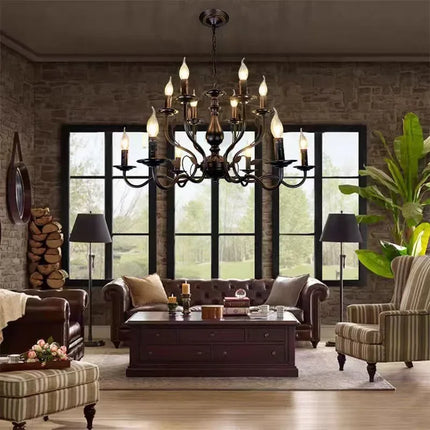 Lustre suspension industriel en fer effet bougie pour intérieur — LZ4X9T2