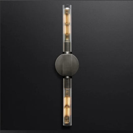 Applique murale rétro double tête en verre rayé minimaliste — LZ4X7Q