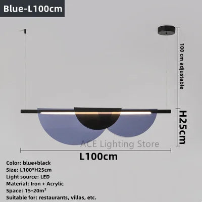 Lustre nordique moderne en acrylique avec verre coloré LED — LZ4P9XQ