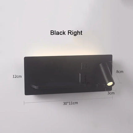Applique murale avec lampe de chevet, chargeur sans fil USB-C et projecteur rotatif — LZ4X9P2