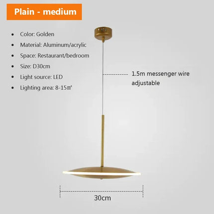 Suspension LED ronde en métal avec fil réglable design moderne — LZ4X9P