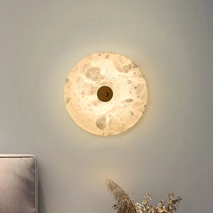 Applique murale ronde en marbre LED pour salon, escalier et hôtel, éclairage blanc chaud à froid — LZ4X9P2