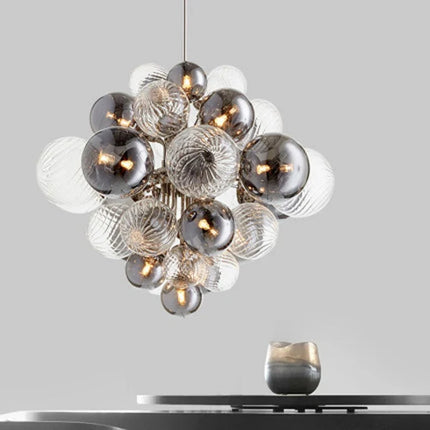 Lustre suspension nordique en fer et bulles de verre — LZ4X9T