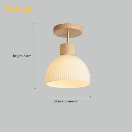 Lustre en bois avec abat-jour en verre simple — LZ4X9T
