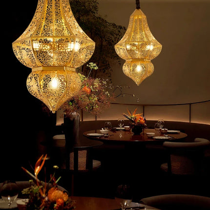suspension vintage asiatique design doré pour bar et restaurant