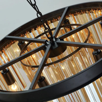 Lustre rond en cristal de luxe avec lampes dorées — LZ4X9P