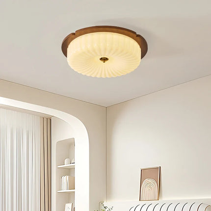 Plafonnier rétro en bois massif style médiéval avec protection oculaire — LZ4X9T2