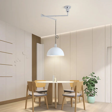 Suspension LED extensible avec abat-jour noir et chrome pour salon et salle à manger — LZ4X9P