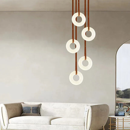 Lustre LED minimaliste en cuivre et marbre naturel — LZ4X9Q2