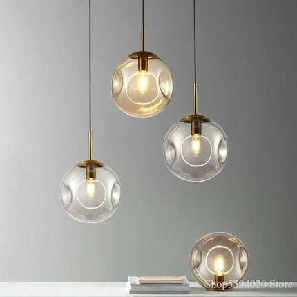 Lustre suspension industrielle à boule en verre moderne nordique — LZ4P9XQ