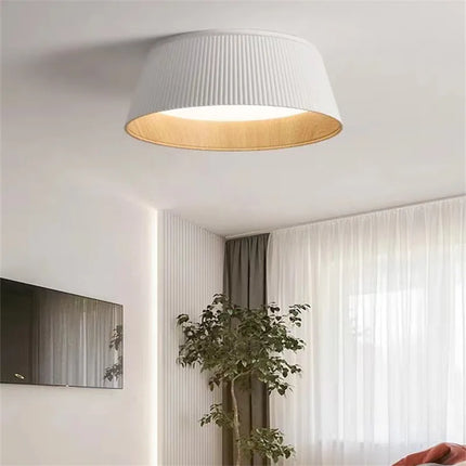 Plafonnier rond en bois style wabi sabi minimaliste pour intérieur — LZ4X9M