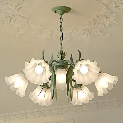 Lustre français en verre orné de fleurs muguet — LZ4X9P2