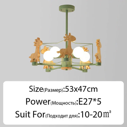 Lustre en bois à motif animal pour chambre d’enfant — LZ4X9P