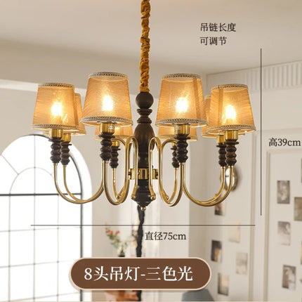 Plafonnier rétro en bois et tissu pour salon et restaurant — LZ4X9P