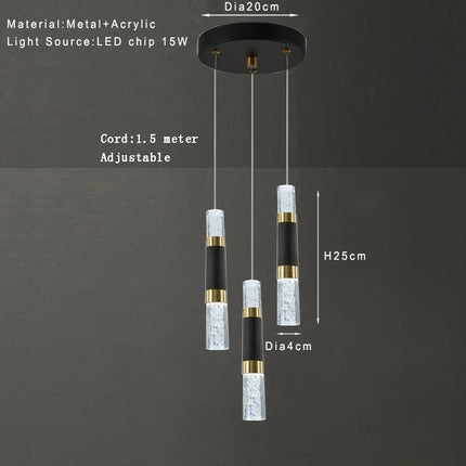 lustre moderne à LED avec lampes à bulles en acrylique suspendu