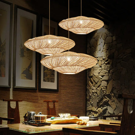 Suspension design japonaise en rotin forme ovni pour intérieur moderne — LZ4X9T2