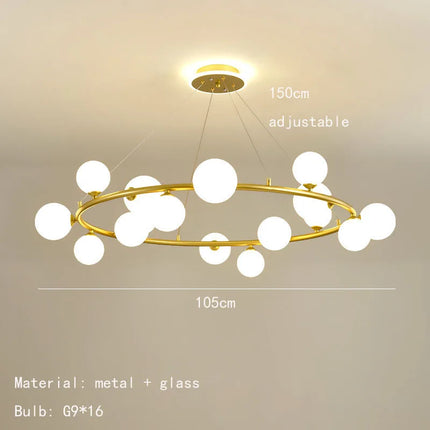 Lustre suspension moderne en verre mat avec anneau noir et fil réglable — LZ4X9P2