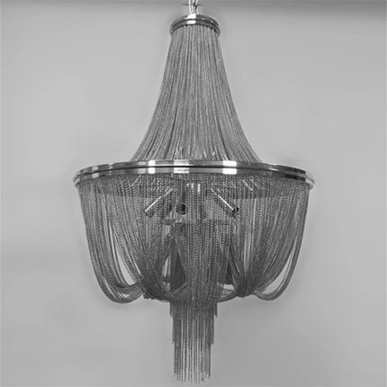 Lustre moderne en aluminium doré à pampilles avec chaîne décorative — LZ4P9XJ