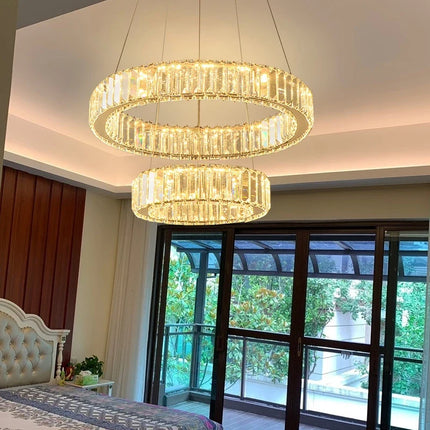 Lustre moderne en cristal avec anneaux réglables pour intérieur — LZ4X9P2