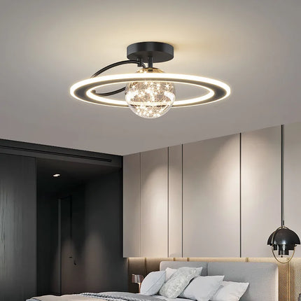 Lustre moderne LED avec boule en verre doré Sandyha — LZ4X9M2