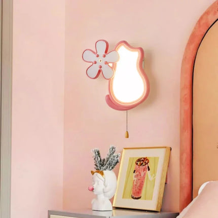 Applique murale enfant avec motif chat et fleur mignon — LZ4X9T2