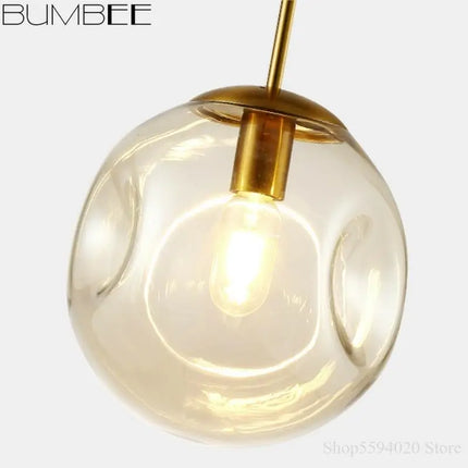 Lustre suspension industrielle à boule en verre moderne nordique — LZ4P9XQ