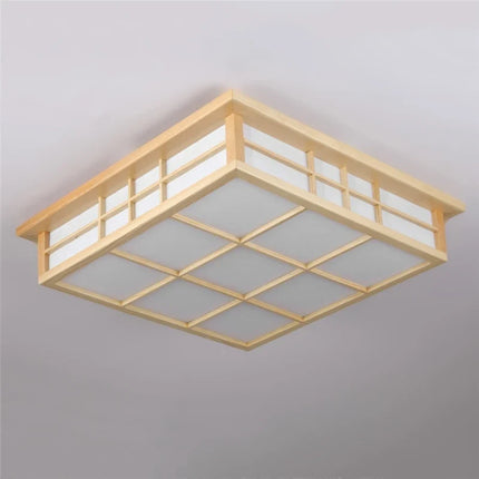 Plafonnier carré en bois japonais LED pour salon et cuisine — LZ4X9QJ