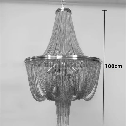 Lustre moderne en aluminium doré à pampilles avec chaîne décorative — LZ4P9XJ