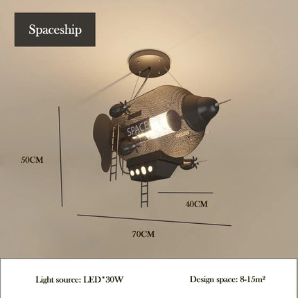 Lustre suspension vaisseau spatial créatif pour chambre garçon — LZ4X9T