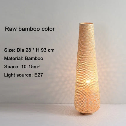Lampadaire en osier et bambou tissé au style rétro — LZ4X9P2