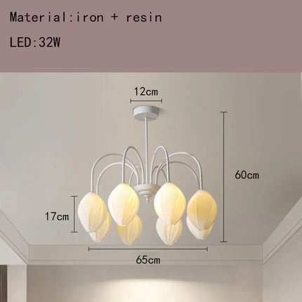 Lustre en résine avec abat-jour métallique au style romantique — LZ4F7Q2