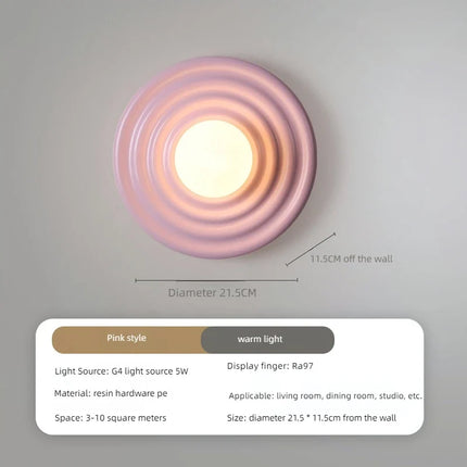 Applique murale LED ronde en résine style rétro japonais — LZ4X9P2