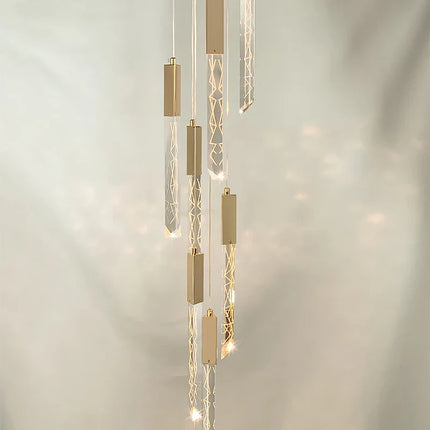 Lustre en or LED à spirale en cristal pour escalier moderne — LZ4X9T