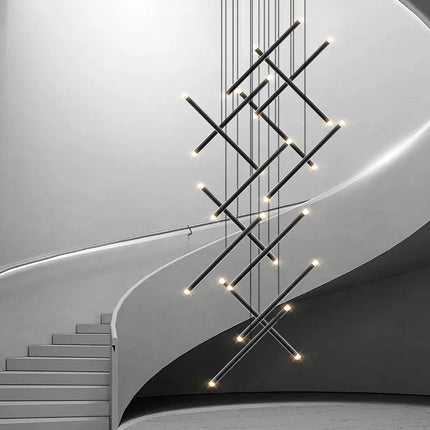 Lustre moderne LED lustre d'escalier lustre de salon longue colonne terrasse intérieure les couloirs Suspension de grenier