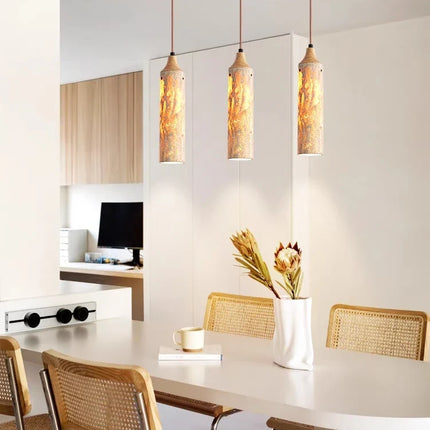 Lustre en bois au design japonais wabi-sabi pour intérieur — LZ4X9P2Q