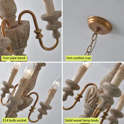 Lustre en bois massif style rural nordique américain rétro — LZ4D9XQ