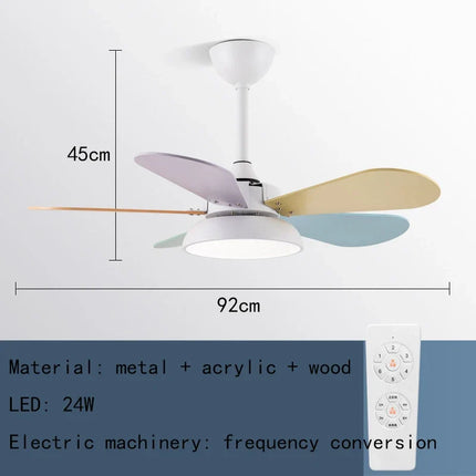 Plafonnier ventilateur LED moderne en bois avec télécommande — LZ4XJ9