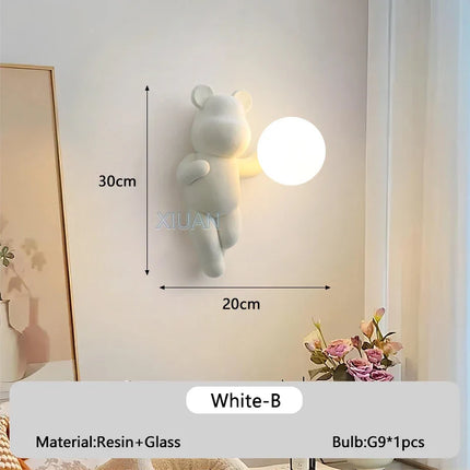 Applique murale enfant en résine et verre motif ours — LZ4J9XQ